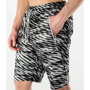 Nike Shorts Mens L Black Silver Conversion All Over Print Elastic Waist